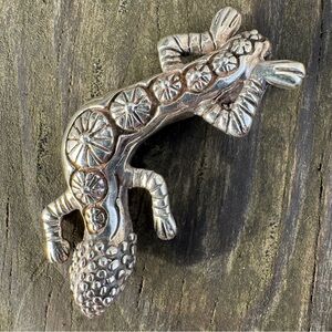 Vintage Sterling Silver 925 Mexican Beaded Lizard Peyote Pendant
